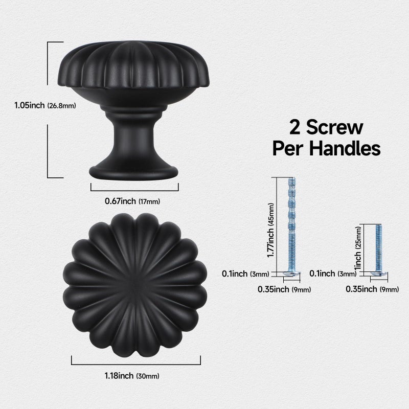 FAPUAL 10 Pack Matte Black Cabinet Knobs for Kitchen Cabinets and Dresser Drawers - Image 2